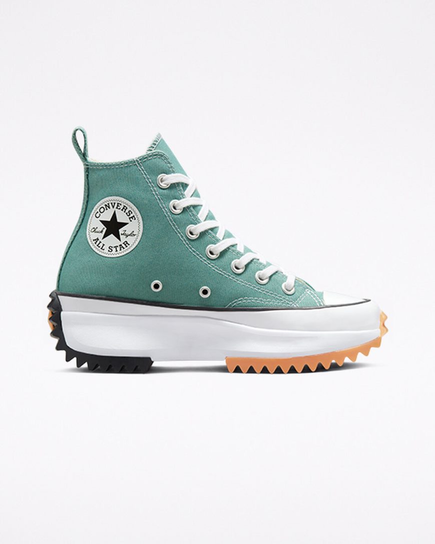 Zapatos Plataforma Converse Run Star Hike Altas Mujer Verde Negras Blancas | PE 25480L